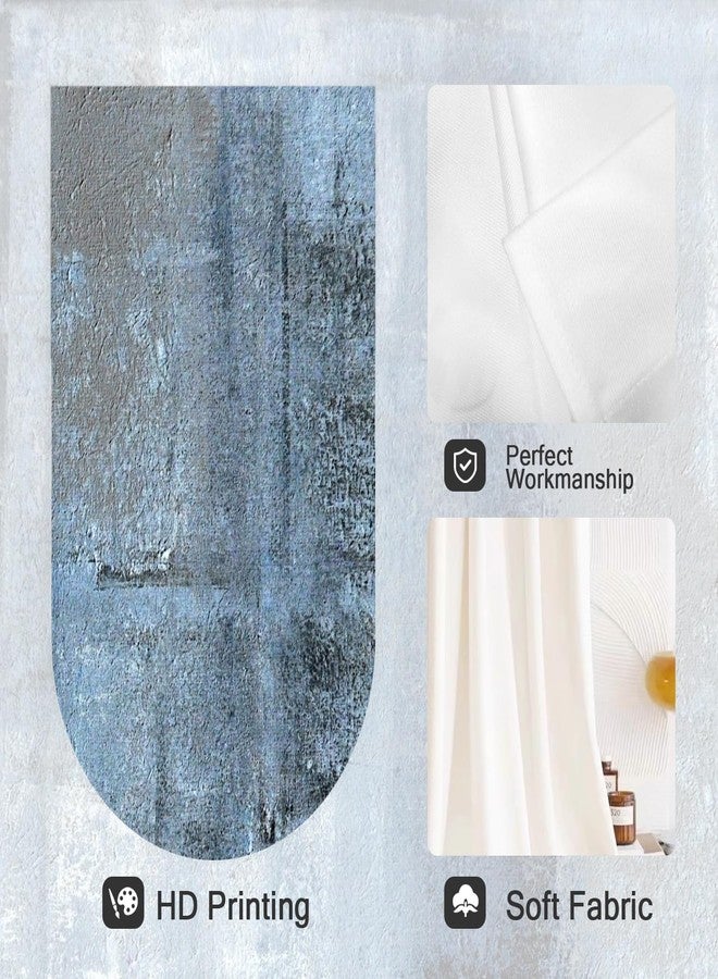 Coxila Abstract Blue Kitchen Window Curtains 27.5 x 39 Inch Small Short Mini Cafe Rod Pocket Dark Navy Gray Grey Watercolor Living Bedroom Room Home Treatment Set of 2 Curtain Panels Drapes Tiers - Image 2